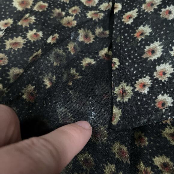 Our Legacy Box Shirt Short Sleeve Silk Blend Dark Flower Print Size 52 XL Floral - Picture 9 of 10